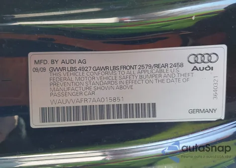 2010 Audi S5 4.2 Premium Plus from USA, damaged, VIN WAUVVAFR7AA015851